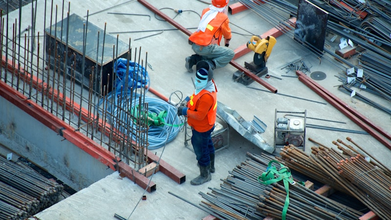 Construction site with new flue installation in progress