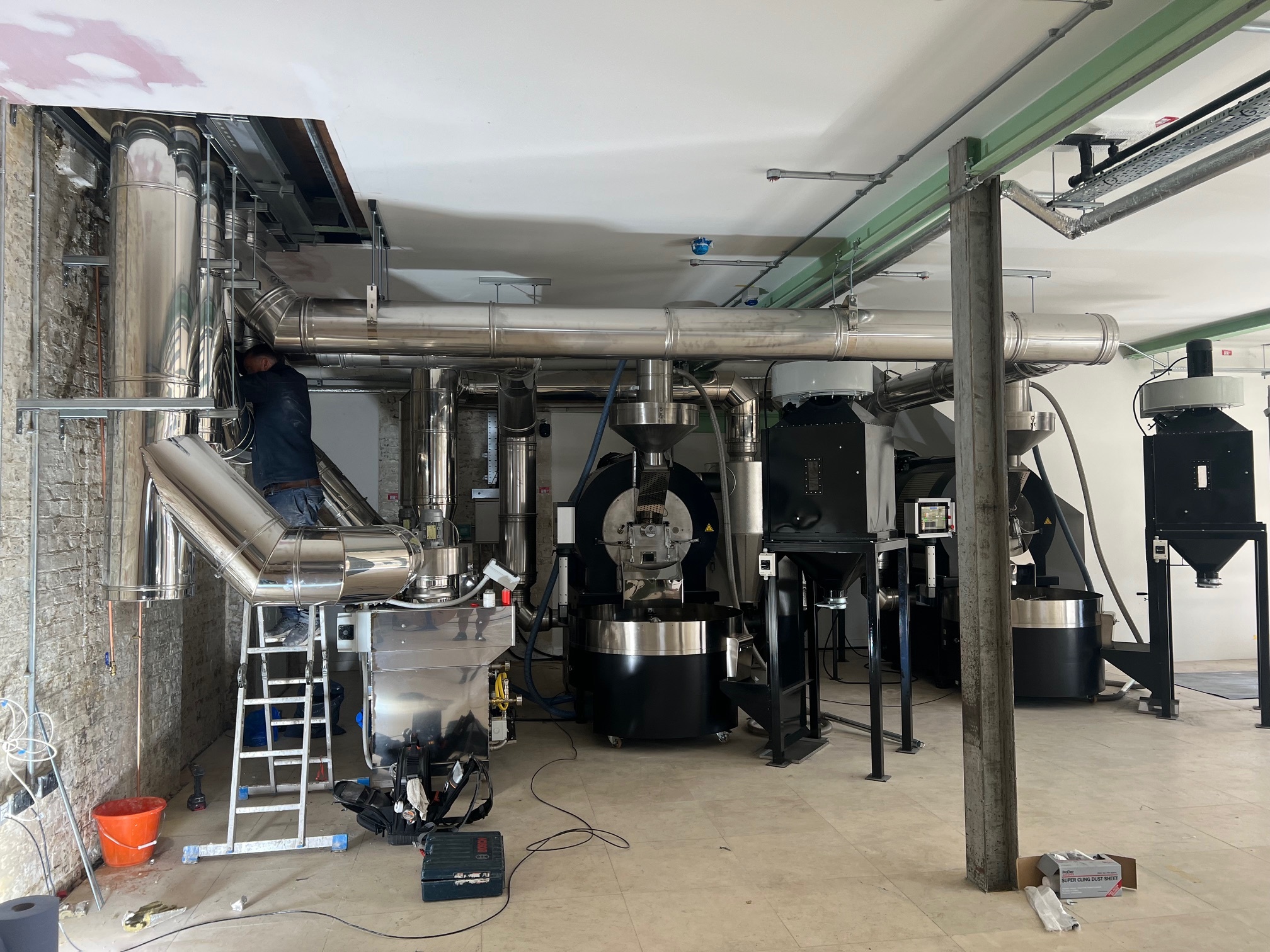 FBS Flues commercial installation — Coffee roaster flues